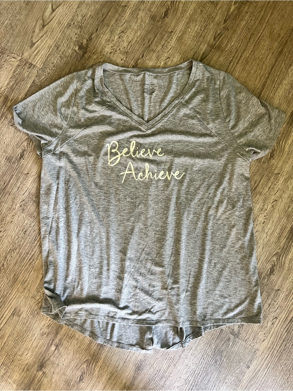 Lane Bryant Gray 'Believe Achieve' V-Neck Tee